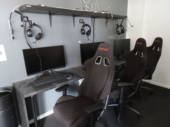 HELE RUMMET, 5 x GAMER PLADSER inkl. borde og hylder 