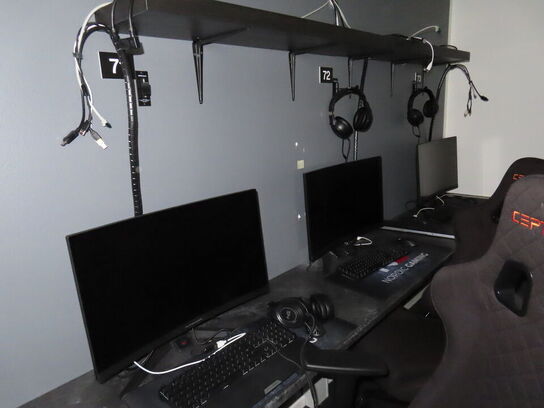 HELE RUMMET, 5 x GAMER PLADSER inkl. borde og hylder 