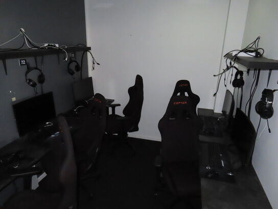 HELE RUMMET, 5 x GAMER PLADSER inkl. borde og hylder 