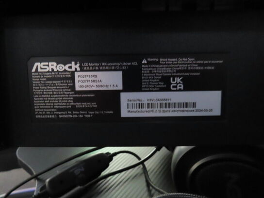 27" curved gaming monitor, ASROCK PHANTOM GAMING pg27f15rs1a