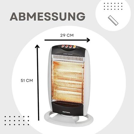 3 stk. softsail oscillerende halogenvarmer 400-800-1200w(ubrugt)