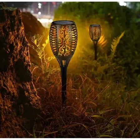 10 stk. solcellehavefakkel med flammeeffekt sort 48 cm(ubrugt)