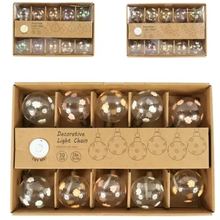 4 stk. lyskæde 10 led batteridrevet 320 cm assorteret(ubrugt)