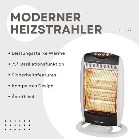 3 stk. softsail oscillerende halogenvarmer 400-800-1200w(ubrugt)