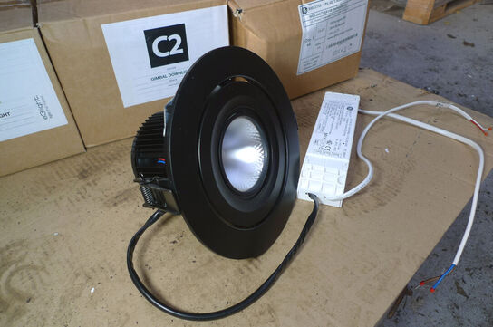 2 stk. store LED-indbygningsspots ca. ø-hul 16cm, e3light, Gimbal