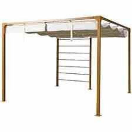 Bali Pergola wooden med off-white cover 3x3 m.