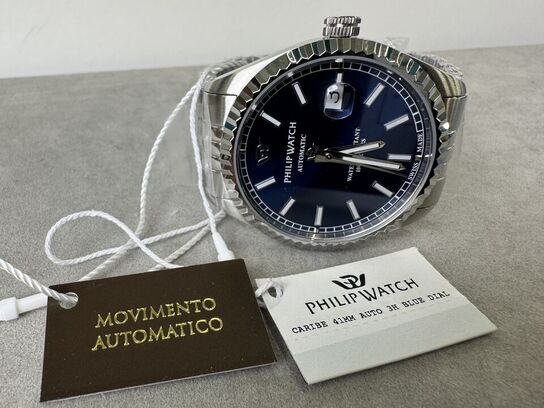 Armbåndsur PHILIP WATCH CARIBE 41MM AUTO 3H BLUE DIAL