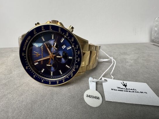 Armbåndsur MASERATI SFIDA 44MM CHR BLUE DIAL BR YG