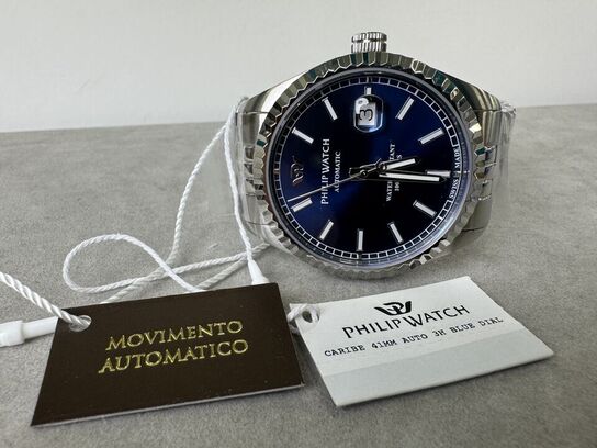 Armbåndsur PHILIP WATCH CARIBE 41MM AUTO 3H BLUE DIAL