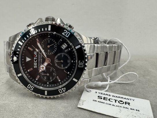 Armbåndsur SECTOR 230 43MM CHR BLACK DIAL BR SS