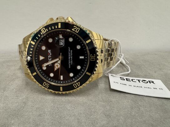 Armbåndsur SECTOR 230 43MM 3H BLACK DIAL BR YG