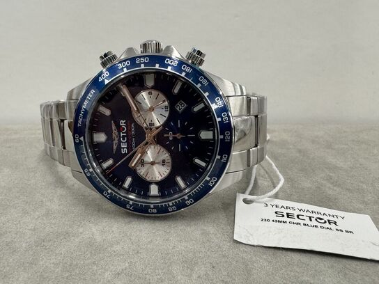Armbåndsur SECTOR 230 43MM CHR BLUE DIAL SS BR