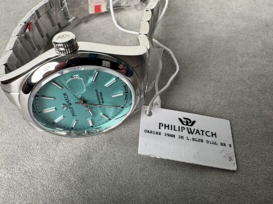 Armbåndsur PHILIP WATCH CARIBE 39MM 3H L.BLUE DIAL BR S