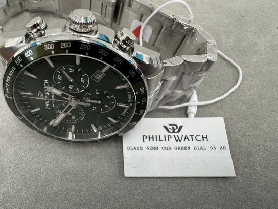 Armbåndsur PHILIP WATCH BLAZE 42MM CHR GREEN DIAL SS BR