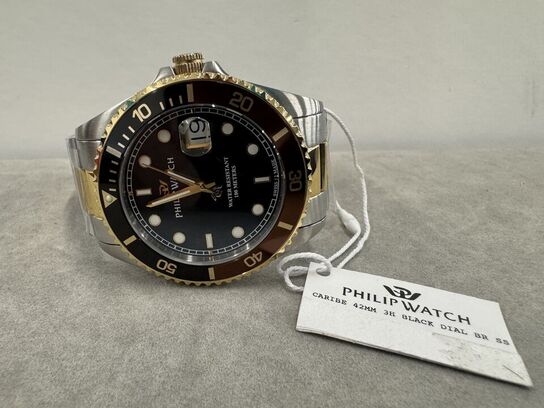 Armbåndsur PHILIP WATCH CARIBE 42MM 3H BLACK DIAL BR SS