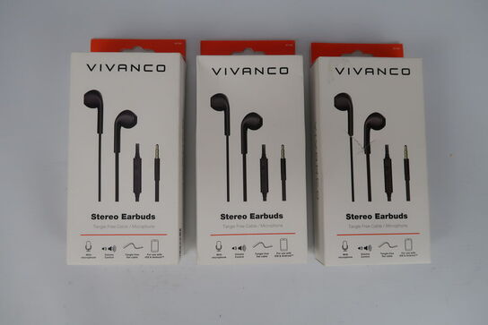 3 stk. Vivanco Smart Pro in ear-headset Sort