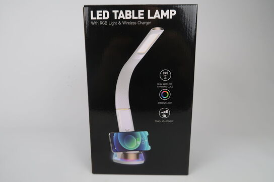 LED table lampe med trådløs lader - Hvid