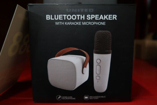 United SPK2458 bluetooth højtaler med karaoke mikrofon hvid