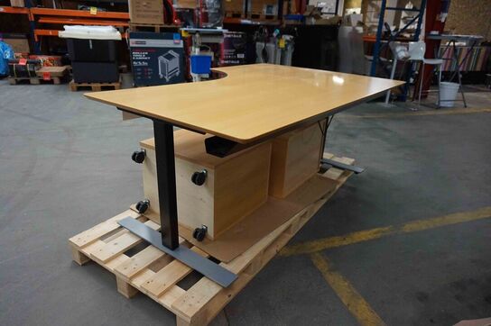 Elektrisk hæve/sænke skrivebord med to skuffemoduler (MOMSFRI) 