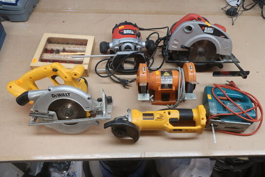 6 stk. elværktøj og fræsejern