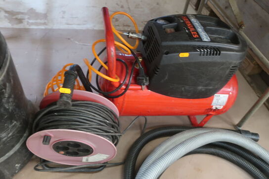 Kompressor, støvsuger (måske defekt), kabeltromle