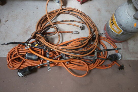 Gasflaske med 3 stk. gasbrænder og slanger 