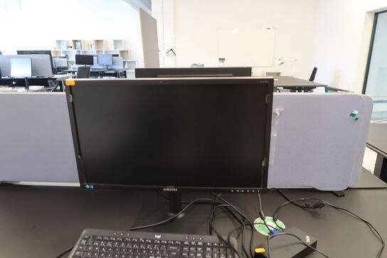 Computerskærm SAMSUNG, dockingstation LENOVO ThinkPad, tastatur, mus