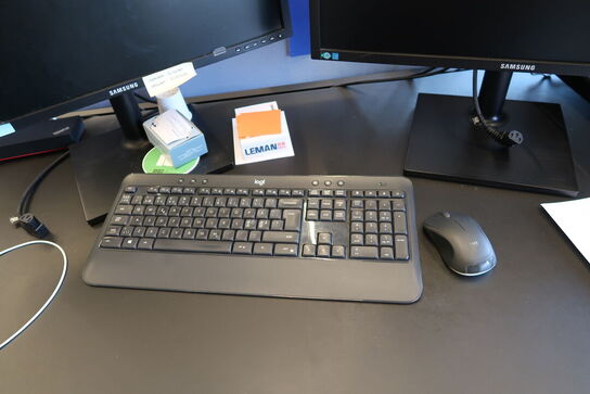 2 stk. computerskærme SAMSUNG S24E450, dockingstation LENOVO Thinkpad, tastatur, mus