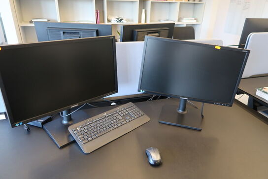 2 stk. computerskærme SAMSUNG S24E450, S23C450, dockingstation LENOVO Thinkpad, tastatur, mus