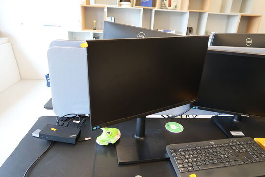 2 stk. computerskærme SAMSUNG S24E450, F24T450FQR, dockingstation, tastatur, mus