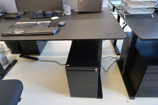 El. hæve/sænke skrivebord PAUSTIAN uden indhold samt skuffemodul