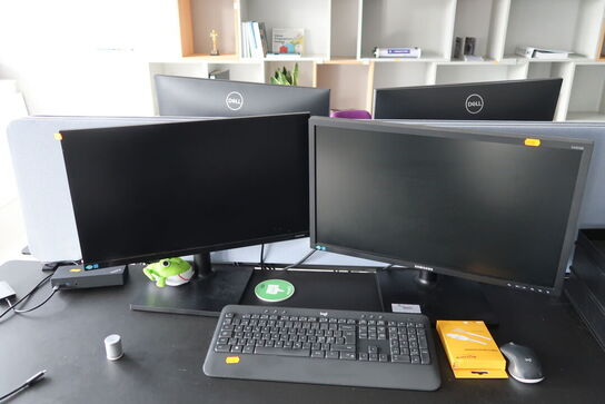 2 stk. computerskærme SAMSUNG S24E450, F24T450FQR, dockingstation, tastatur, mus