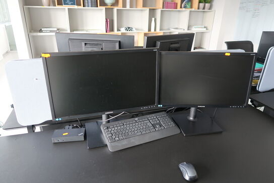 2 stk. computerskærme SAMSUNG S24E450, S23C450, dockingstation LENOVO Thinkpad, tastatur, mus