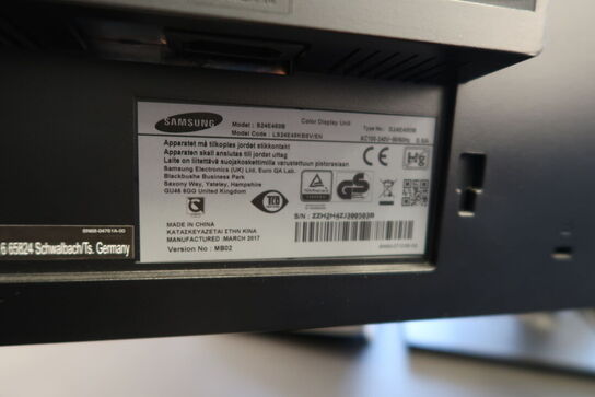 2 stk. computerskærme SAMSUNG S24E450B, dockingstation LENOVO Thinkpad, tastatur og mus