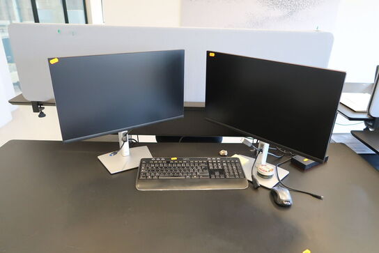 2 stk. computerskærme DELL P2422HE, dockingstation LENOVO Thinkpad, tastatur, mus