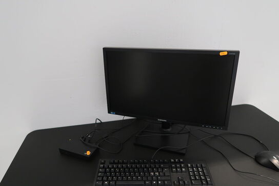 Computerskærm SAMSUNG S24E450, dockingstation LENOVO Thinkpad, tastatur, mus