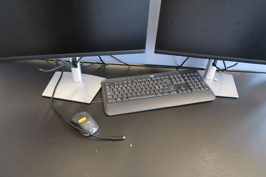 2 stk. computerskærme DELL P2422HE, tastatur, mus