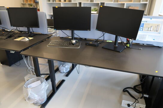 El. hæve/sænke skrivebord uden indhold med afskærmning samt skuffemodul