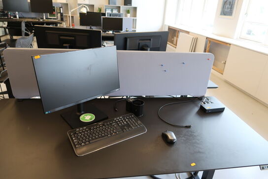 Computerskærm SAMSUNG F24T452FQR, dockingstation LENOVO ThinkPad, tastatur, mus