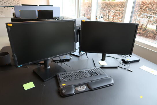 2 stk. computerskærme SAMSUNG S24E450, dockingstation DELL, tastatur, mus