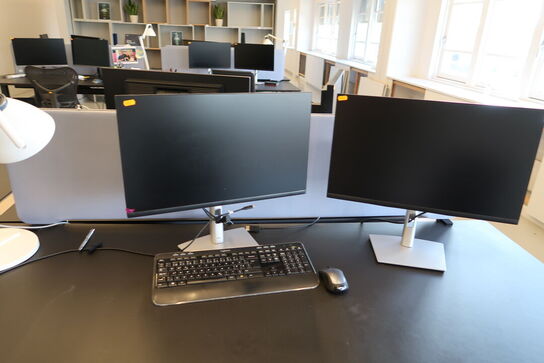 2 stk. computerskærme DELL P2422HE, tastatur, mus