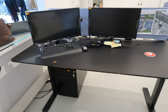 El. hæve/sænke skrivebord PAUSTIAN uden indhold med afskærmning samt skuffemodul