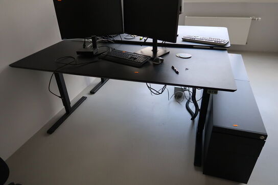 El. hæve/sænke skrivebord uden indhold samt skuffemodul