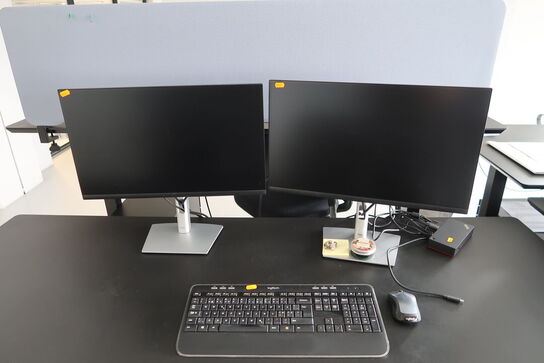 2 stk. computerskærme DELL P2422HE, dockingstation LENOVO Thinkpad, tastatur, mus
