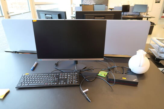 Computerskærm SAMSUNG S24R65, dockingstation LENOVO ThinkPad Thunderbolt 3 Dock Gen 2, tastatur