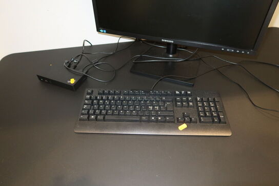 Computerskærm SAMSUNG S24E450, dockingstation LENOVO Thinkpad, tastatur, mus