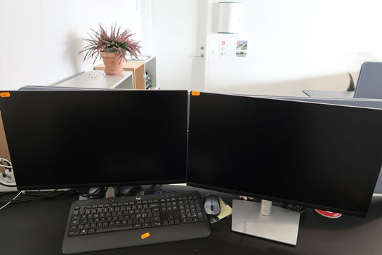 2 stk. computerskærme DELL P2422H, tastatur, mus