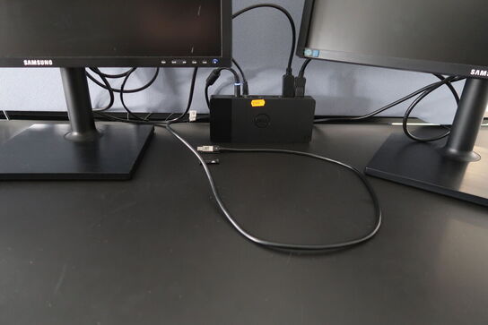 2 stk. computerskærme SAMSUNG S24E450, dockingstation LENOVO Thinkpad