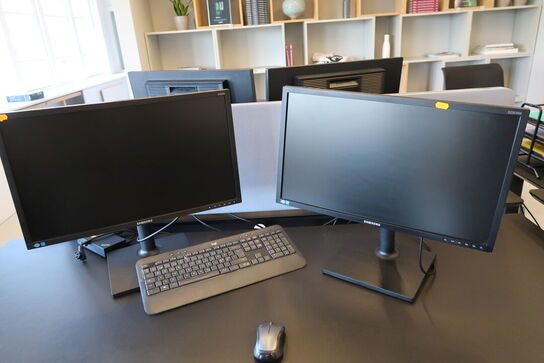2 stk. computerskærme SAMSUNG S24E450, S23C450, dockingstation LENOVO Thinkpad, tastatur, mus