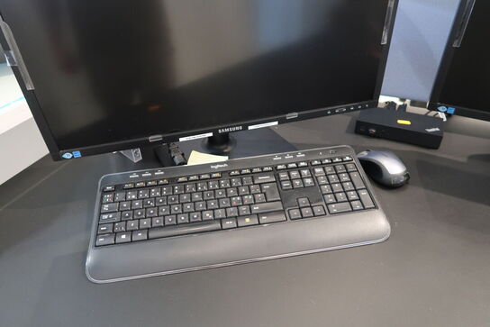 2 stk. computerskærme SAMSUNG S24E450, dockingstation LENOVO Thinkpad, tastatur, mus